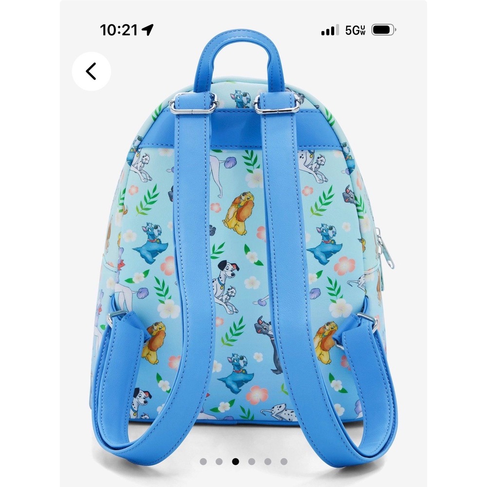 Loungefly Disney Dogs Mini Backpack 101 Dalmatians Lady Tramp Whimsical Blue New - Picture 3 of 6